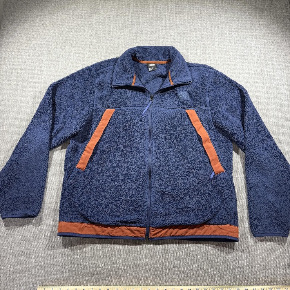 The North Face Jacket Mens Large Blue Sherpa Fleece‎ Full Zip Pockets Outdoor